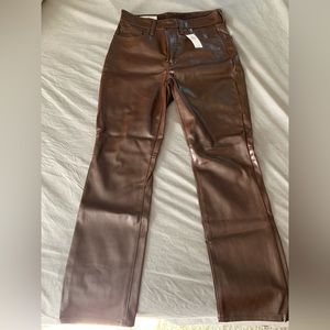 Gap, vintage slim high-rise, faux leather, brown pants, size petite 26